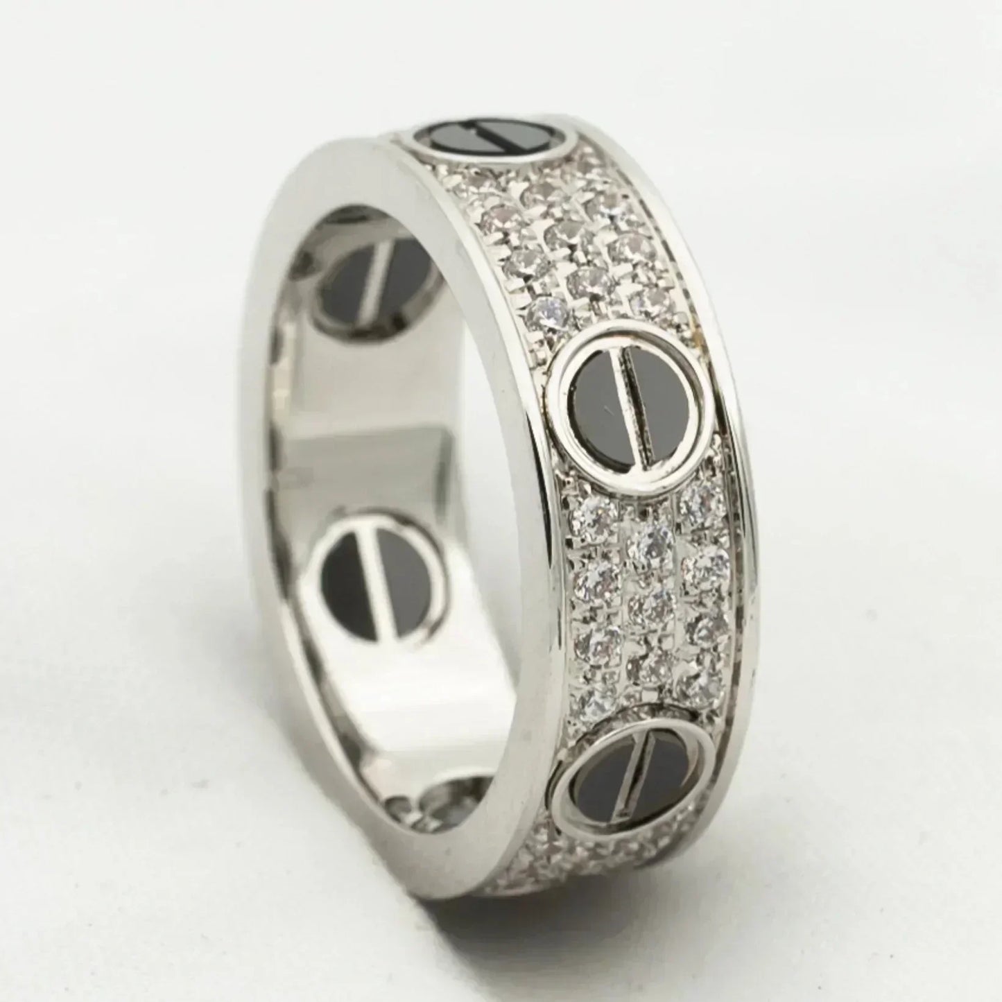 [NOBLE AURA]LOVE RING 5.5MM DIAMONDS PAVED CERAMIC