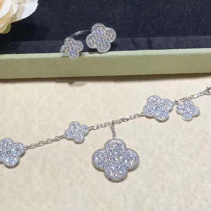[NOBLE AURA]CLOVER 6 MOTIFS SILVER DIAMOND BRACELET