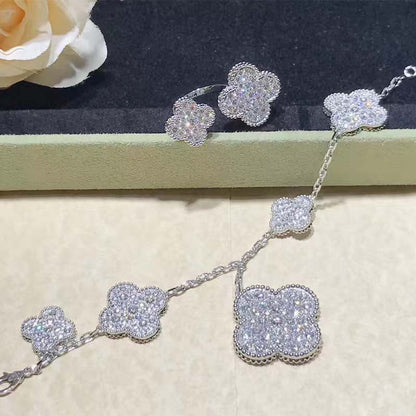 [NOBLE AURA]CLOVER 6 MOTIFS SILVER DIAMOND BRACELET