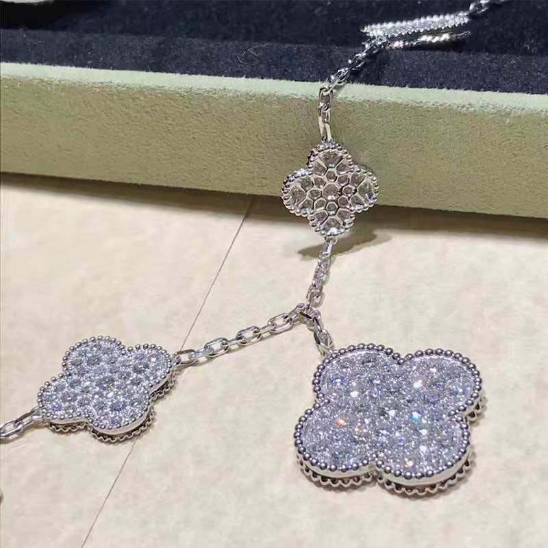 [NOBLE AURA]CLOVER 6 MOTIFS SILVER DIAMOND BRACELET