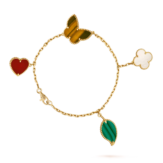 [NOBLE AURA]LUCKY SPRING 5 MOTIF GOLD BRACELET