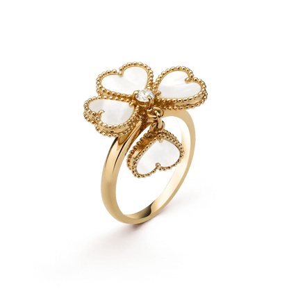 [NOBLE AURA]SWEET CLOVER WHITE MOP RING