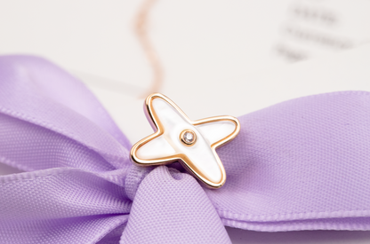 [NOBLE AURA]JEUX DE WHITE MOP ROSE GOLD DIAMOND EARRINGS