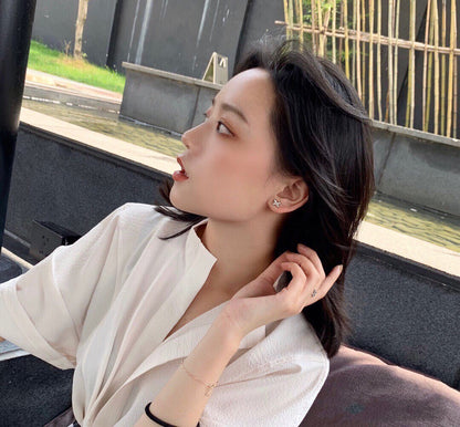 [NOBLE AURA]JEUX DE WHITE MOP ROSE GOLD DIAMOND EARRINGS