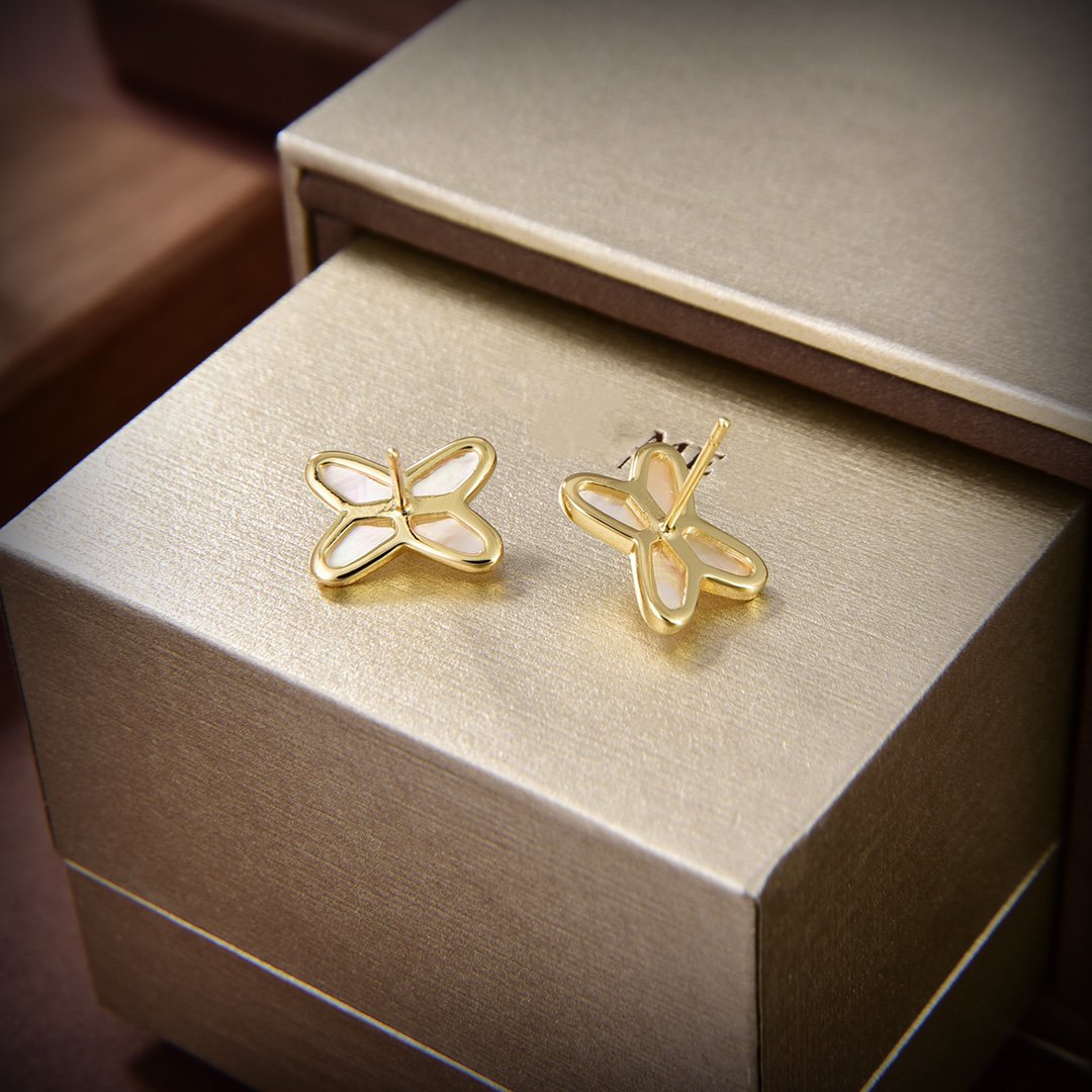 [NOBLE AURA]JEUX DE WHITE MOP GOLD DIAMOND EARRINGS