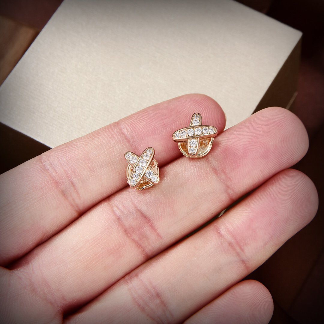 [NOBLE AURA]JEUX DE GOLD DIAMOND EARRINGS