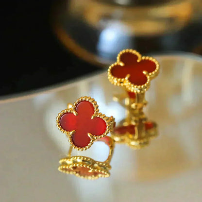 [NOBLE AURA]CLOVER MEDIUM 1 MOTIFS CARNELIAN  EARRINGS