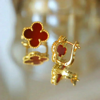 [NOBLE AURA]CLOVER MEDIUM 1 MOTIFS CARNELIAN  EARRINGS