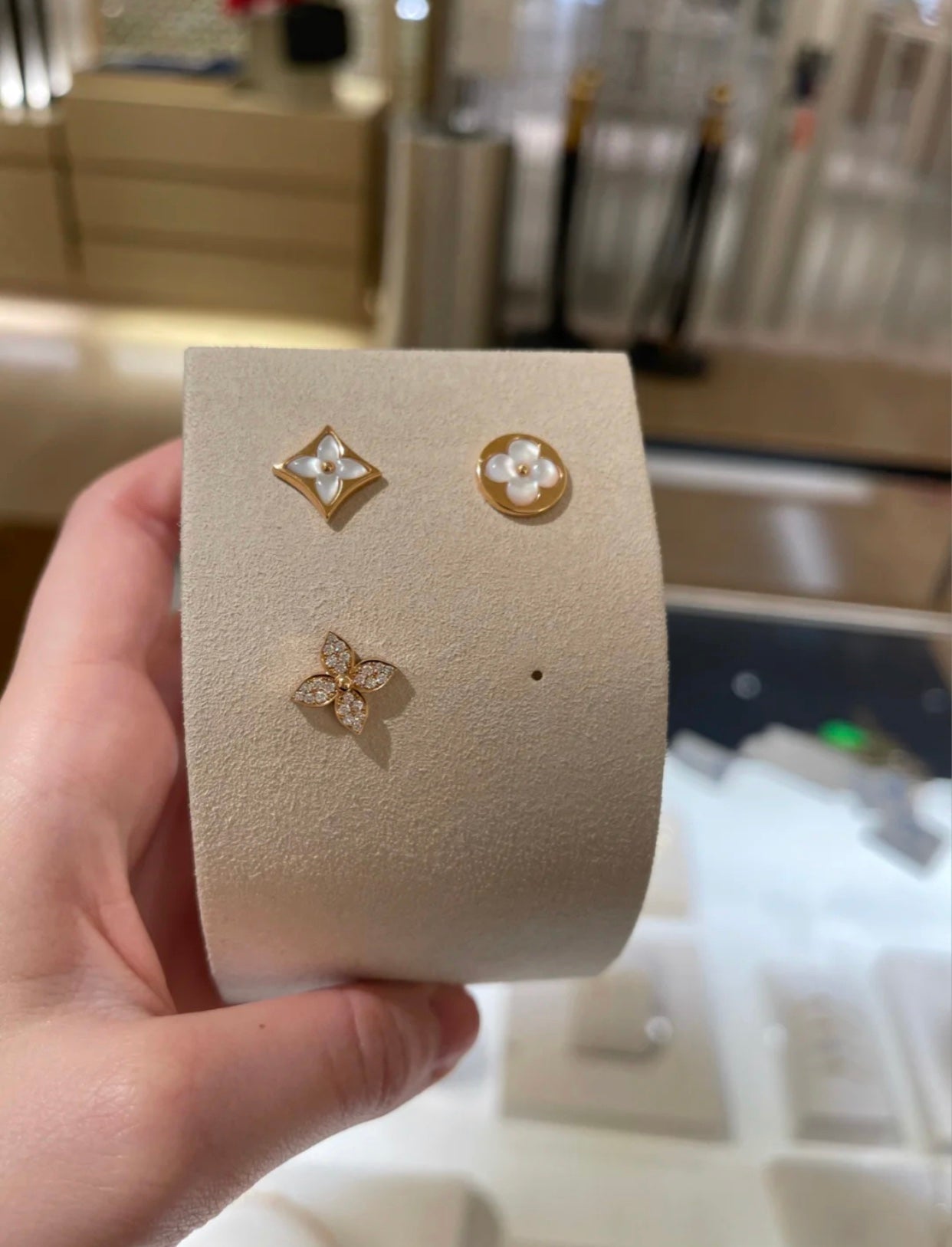 [NOBLE AURA]STAR BLOSSOM STUD EARRINGS PINK GOLD DIAMONDS