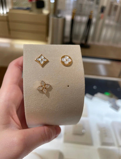 [NOBLE AURA]STAR BLOSSOM STUD EARRINGS PINK GOLD DIAMONDS