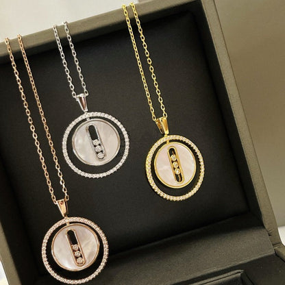 [NOBLE AURA]LUCKY MOVE MM NACRE BLANCHE DIAMOND NECKLACE