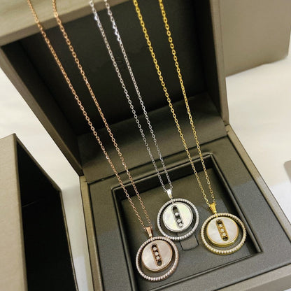 [NOBLE AURA]LUCKY MOVE MM NACRE BLANCHE DIAMOND NECKLACE