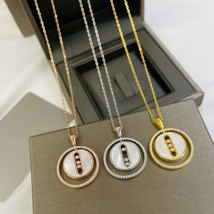[NOBLE AURA]LUCKY MOVE MM NACRE BLANCHE DIAMOND NECKLACE