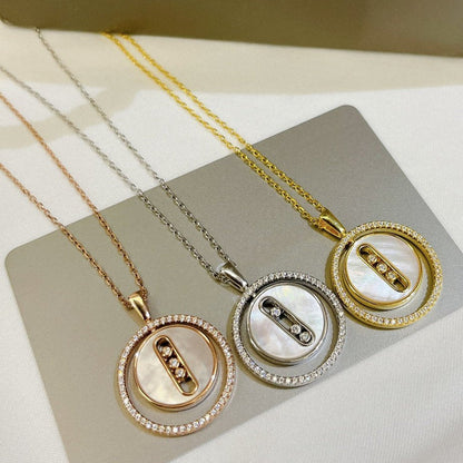 [NOBLE AURA]LUCKY MOVE MM NACRE BLANCHE DIAMOND NECKLACE