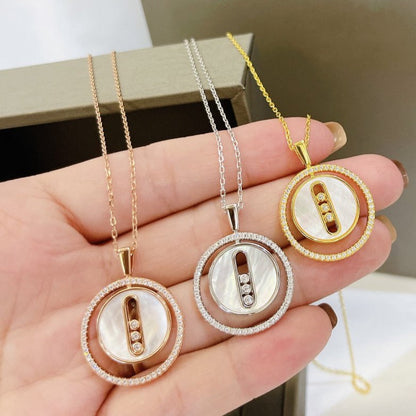[NOBLE AURA]LUCKY MOVE MM NACRE BLANCHE DIAMOND NECKLACE