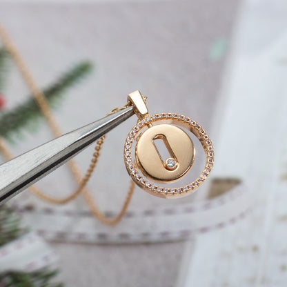 [NOBLE AURA]LUCKY MOVE PM NECKLACE PINK GOLD DIAMOND