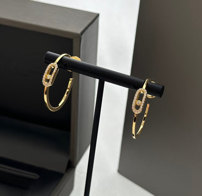 [NOBLE AURA]CREOLES MOVE UNO PM DIAMOND EARRINGS