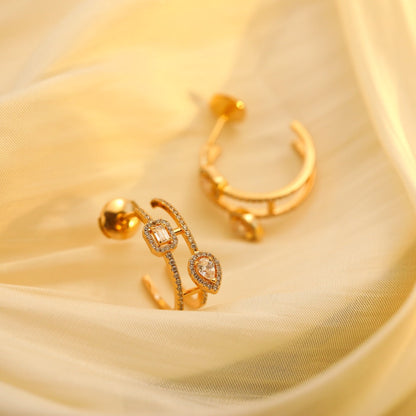 [NOBLE AURA]CREOLES MY TWIN 2 RANGS SILVER DIAMOND EARRINGS