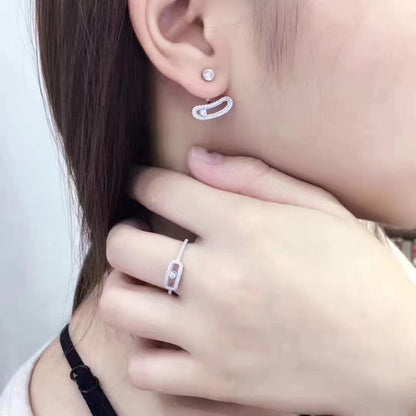 [NOBLE AURA]MOVE UNO SILVER DIAMOND EARRINGS