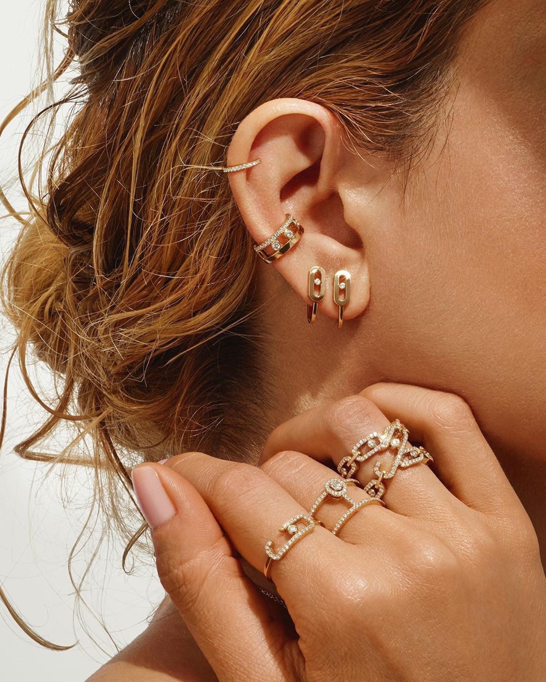[NOBLE AURA]CREOLES MOVE UNO MINI 1 DIAMOND EARRINGS