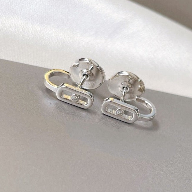 [NOBLE AURA]CREOLES MOVE UNO MINI 1 DIAMOND EARRINGS