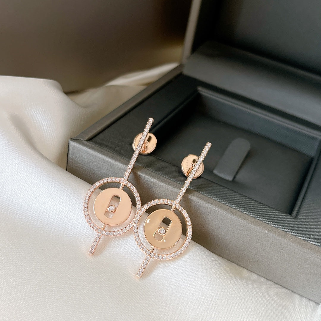 [NOBLE AURA]LUCKY MOVE ARROW PINK GOLD DIAMOND EARRINGS