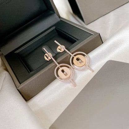[NOBLE AURA]LUCKY MOVE ARROW PINK GOLD DIAMOND EARRINGS