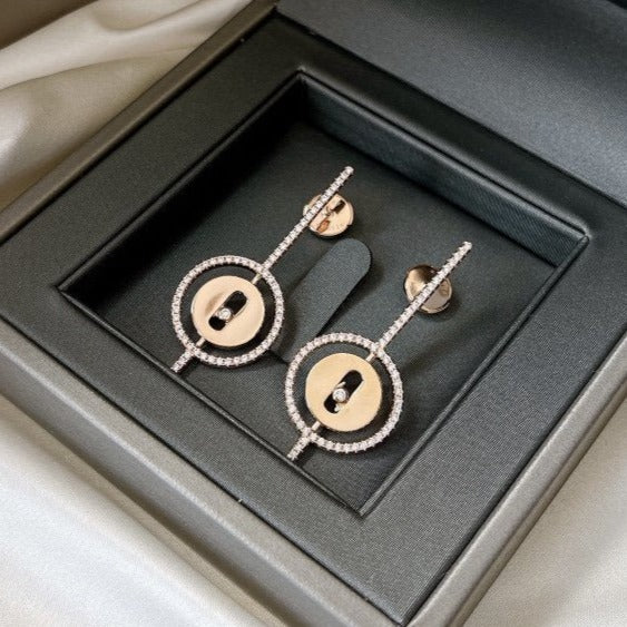 [NOBLE AURA]LUCKY MOVE ARROW PINK GOLD DIAMOND EARRINGS