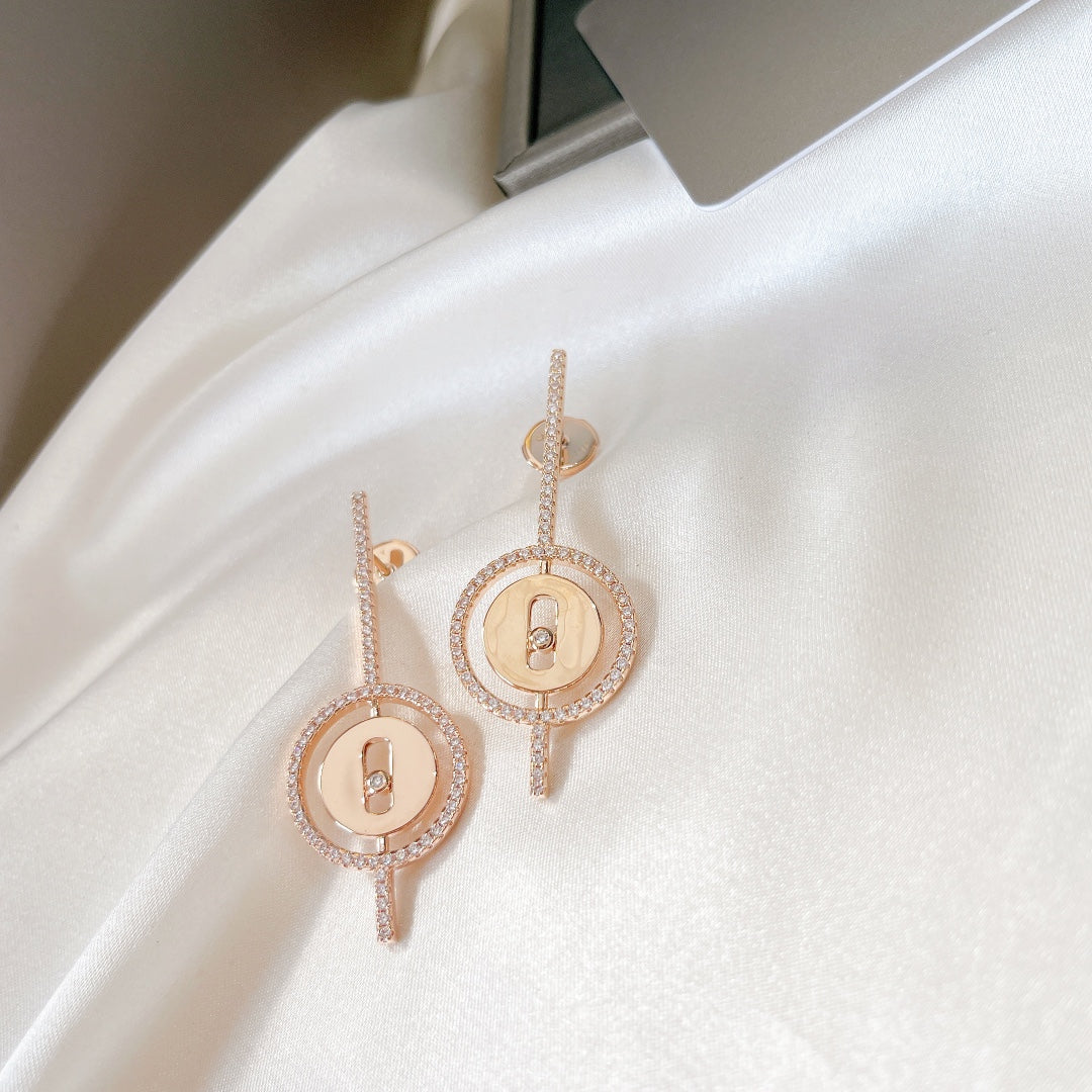 [NOBLE AURA]LUCKY MOVE ARROW PINK GOLD DIAMOND EARRINGS