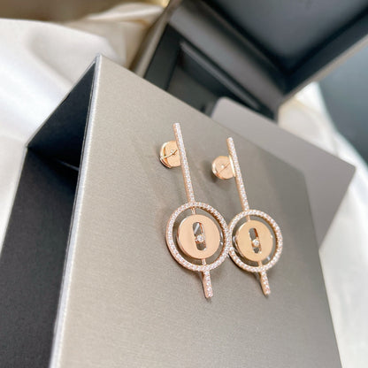 [NOBLE AURA]LUCKY MOVE ARROW PINK GOLD DIAMOND EARRINGS