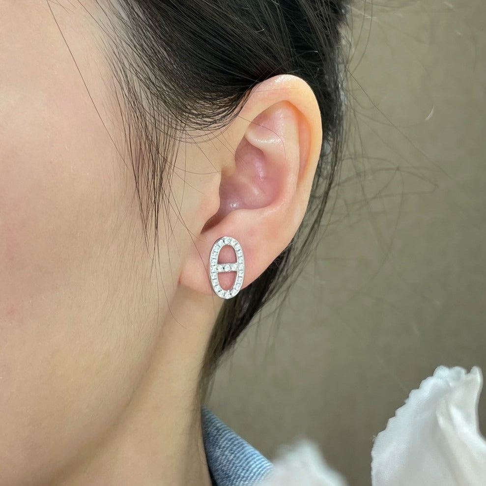 [NOBLE AURA]HM FULL DIAMOND PIG NOSE STUD EARRINGS