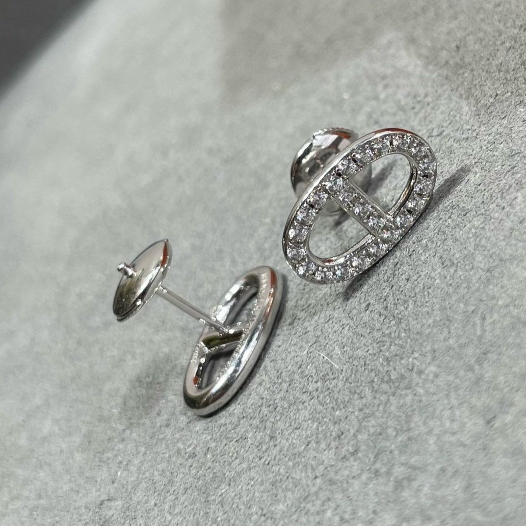 [NOBLE AURA]HM FULL DIAMOND PIG NOSE STUD EARRINGS