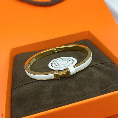 [NOBLE AURA]CLASSIC HM CLIC WHITE 8MM ENAMEL BRACELET