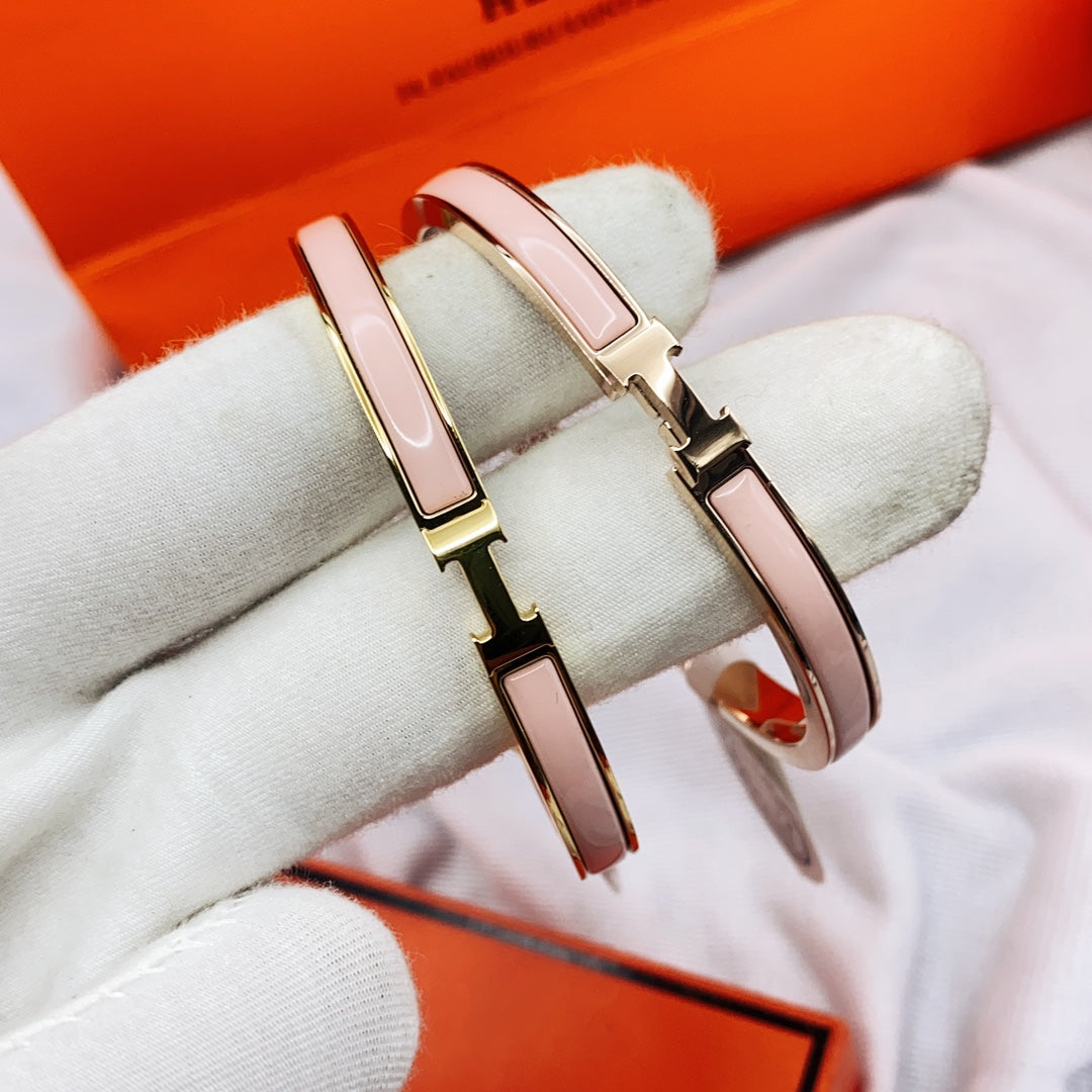 [NOBLE AURA]CLASSIC HM CLIC  PINK 8MM ENAMEL BRACELET