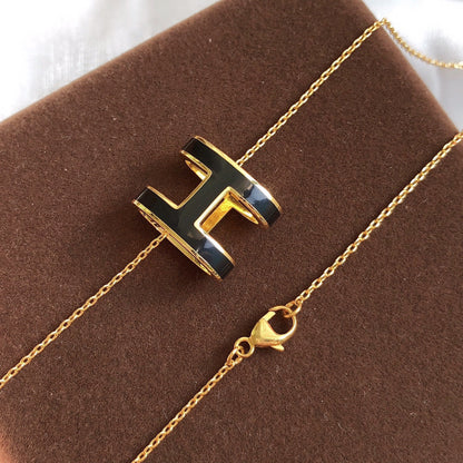 [NOBLE AURA]HM CLIC BLACK ENAMEL GOLD NECKLACE