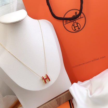 [NOBLE AURA]HM CLIC RED ENAMEL GOLD NECKLACE