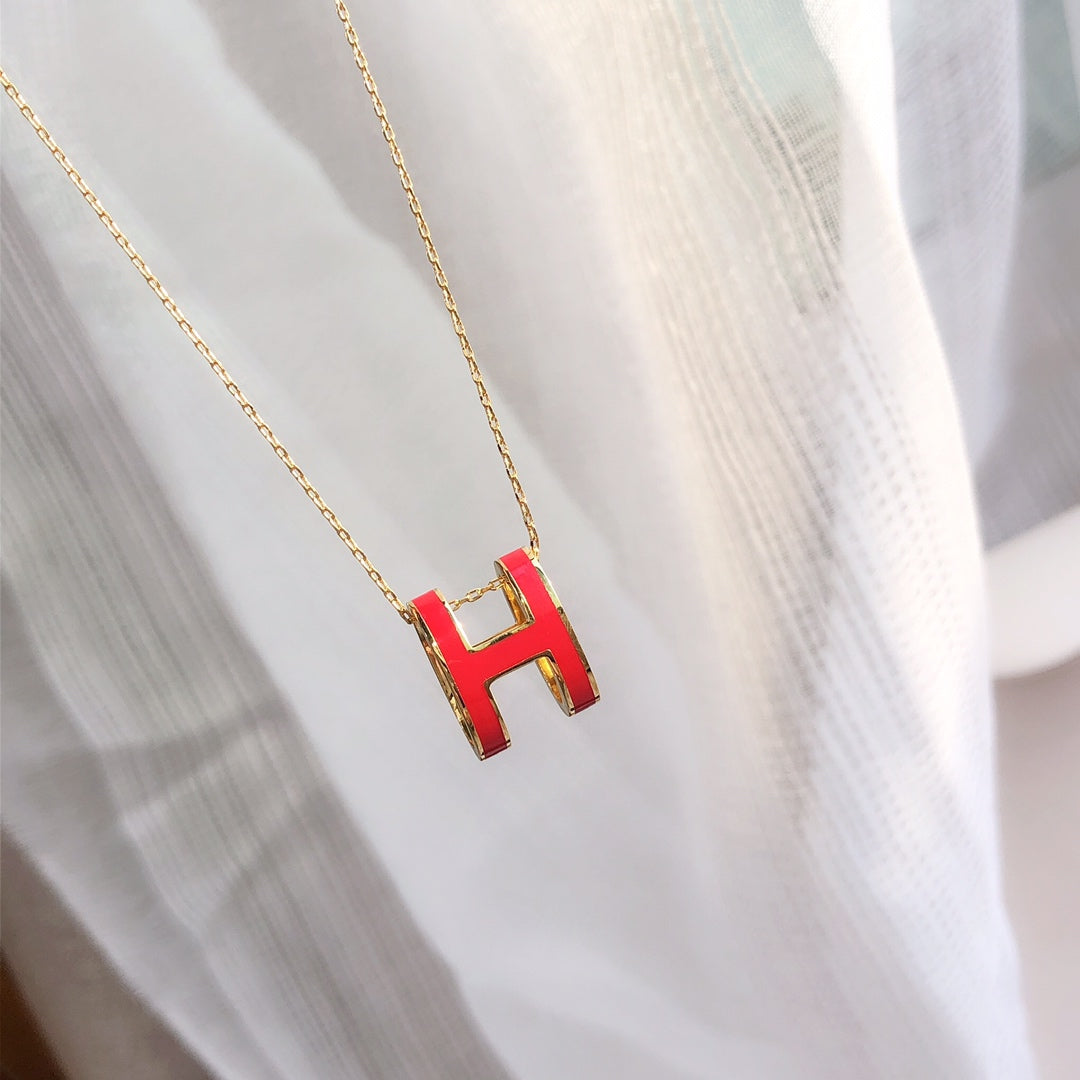 [NOBLE AURA]HM CLIC RED ENAMEL GOLD NECKLACE