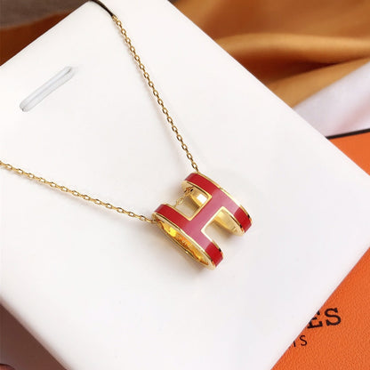 [NOBLE AURA]HM CLIC RED ENAMEL GOLD NECKLACE