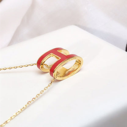 [NOBLE AURA]HM CLIC RED ENAMEL GOLD NECKLACE