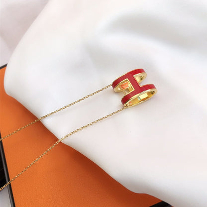[NOBLE AURA]HM CLIC RED ENAMEL GOLD NECKLACE