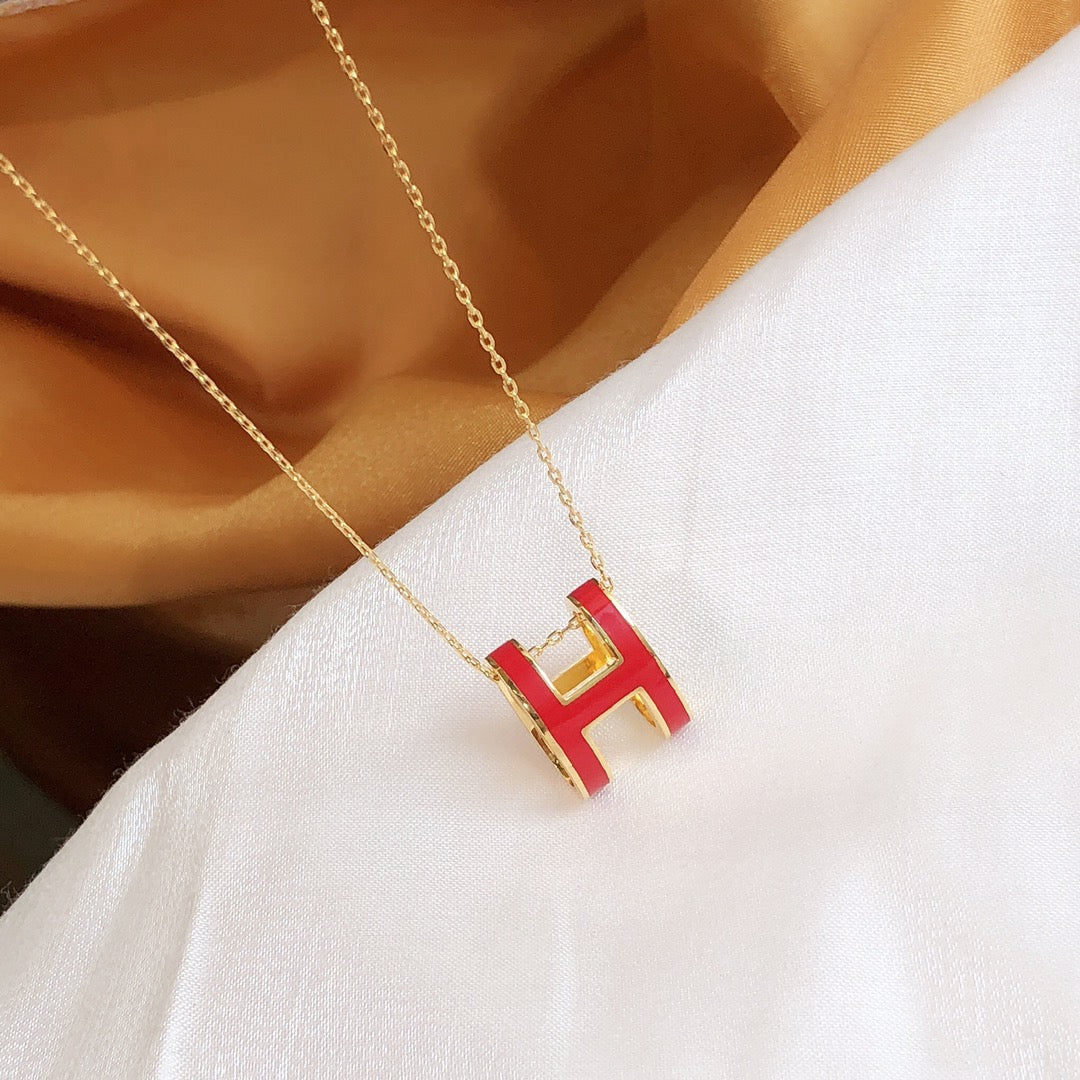 [NOBLE AURA]HM CLIC RED ENAMEL GOLD NECKLACE