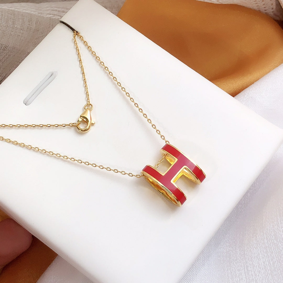 [NOBLE AURA]HM CLIC RED ENAMEL GOLD NECKLACE