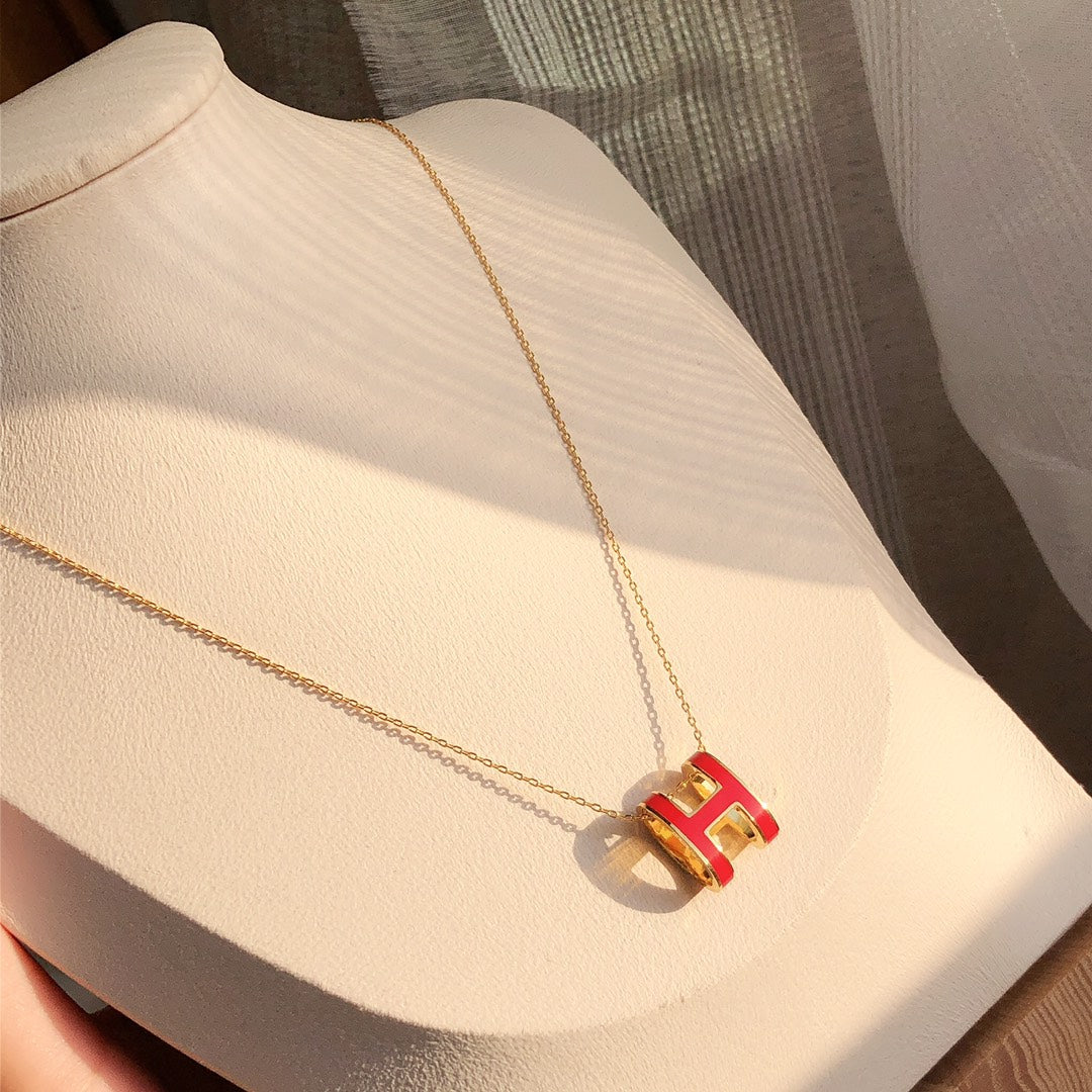 [NOBLE AURA]HM CLIC RED ENAMEL GOLD NECKLACE