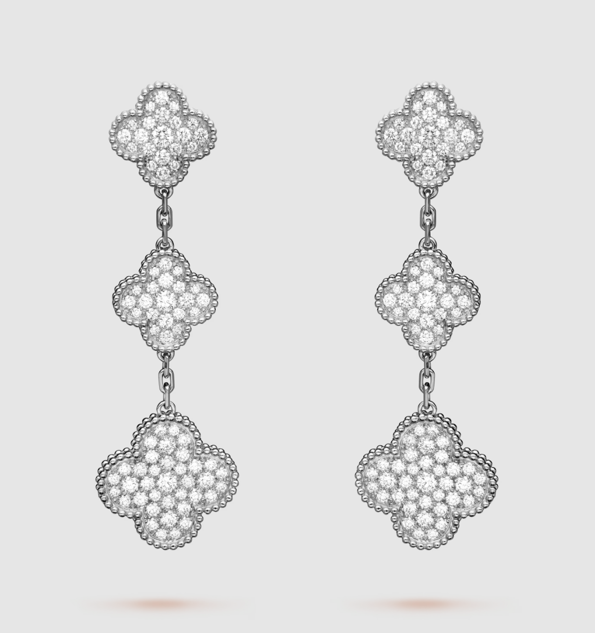 [NOBLE AURA]CLOVER 3 MOTIF DIAMOND SILVER DROP EARRINGS