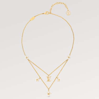 [NOBLE AURA]FLOWERGRAM GOLD MOP DOUBLE ROW NECKLACE
