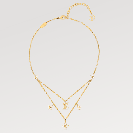 [NOBLE AURA]FLOWERGRAM GOLD MOP DOUBLE ROW NECKLACE