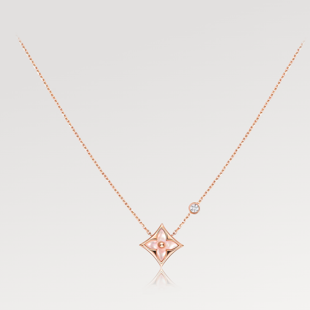 [NOBLE AURA]STAR PINK MOP 1 DIAMOND PINK GOLD NECKLACE