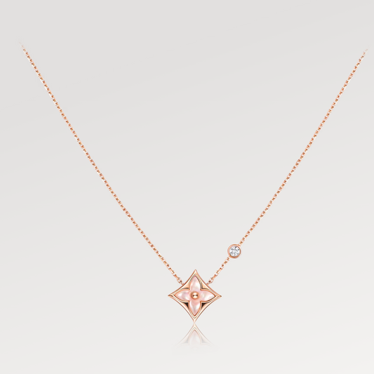 [NOBLE AURA]STAR PINK MOP 1 DIAMOND PINK GOLD NECKLACE