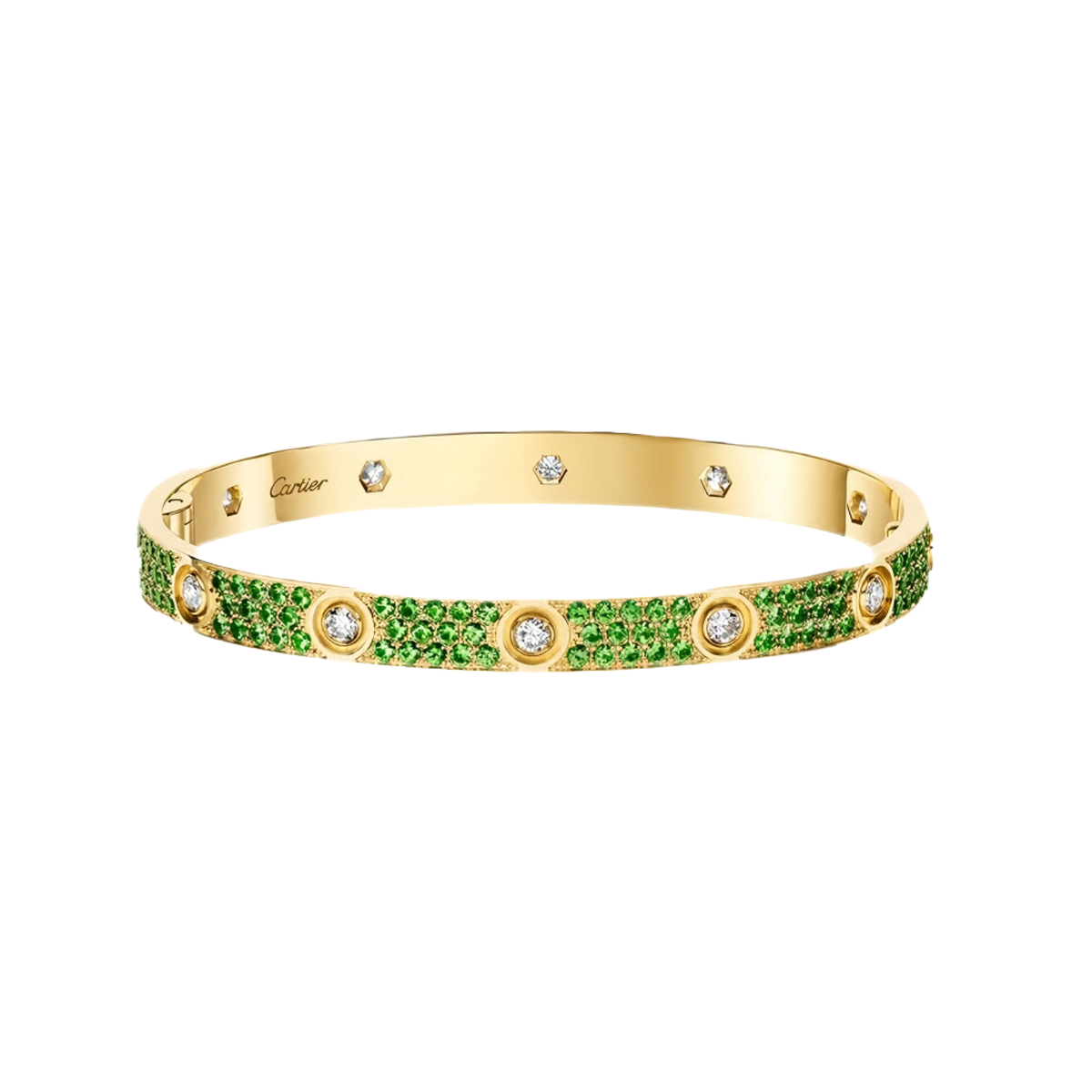 [NOBLE AURA] 2026 PAVE GEMSTONE LOVE BRACELET 6.1MM 10 DIAMONDS
