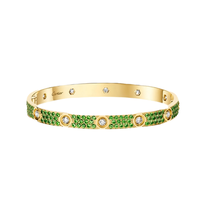 [NOBLE AURA] 2026 PAVE GEMSTONE LOVE BRACELET 6.1MM 10 DIAMONDS